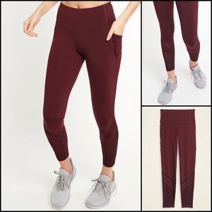 ON Wine Elevate High-Rise Go-Dry Side-Pocket Mesh Compression 7/8 Ankle Legging